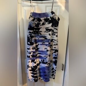 Connected Apparel Blue and Black Midi Dress